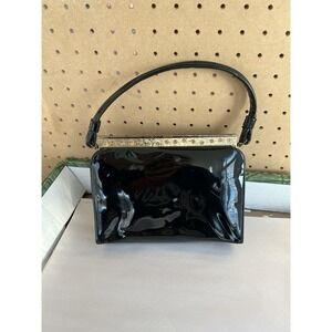 Vintage After Five Black Patent Leather Handbag Attached Coin Purse